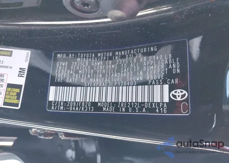 2020 Toyota Corolla Le z USA, uszkodzony, nr VIN 5YFVPRAE3LP120403